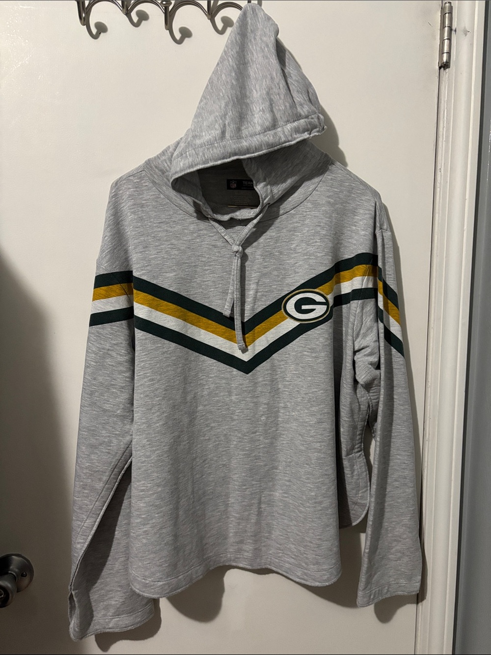 NFL Green Bay Pavkers Gray Hoodie with Green and Gold Chevron Stripes